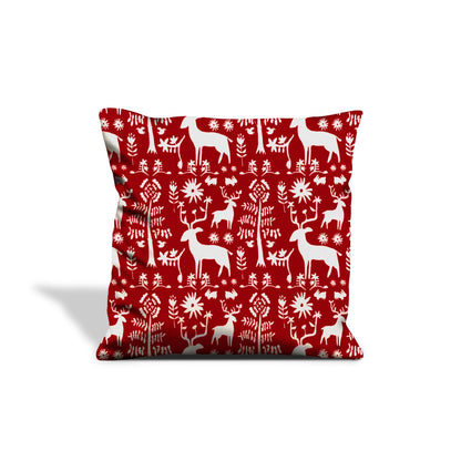 14" Red and White Juvenile Animal Print Cotton Throw Pillow Cover