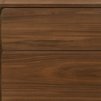 Modern Walnut Brown Nightstand with Two Drawers