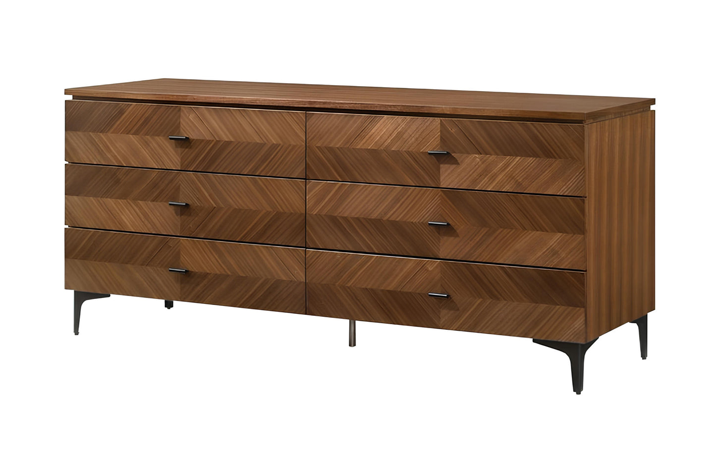 63" Brown Six Drawer Wood Double Dresser