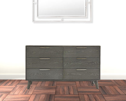 51" Grey Wash Solid Wood Six Drawer Double Dresser