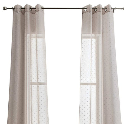 Set of Two 84" Tan Ribbon Embellished Window Curtain Panels