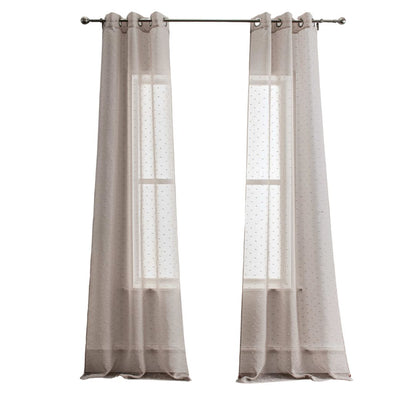 Set of Two 84" Tan Ribbon Embellished Window Curtain Panels