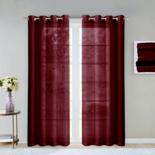 Set of Two 84"  Burgundy Solid Modern Window Panels