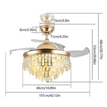 Luxurious Gold Crystal Chandelier Ceiling Fan