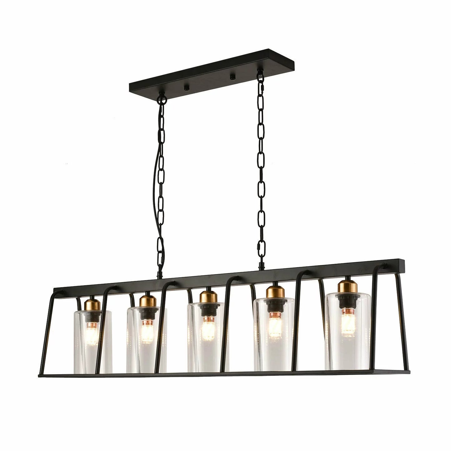 Black Modern Farmhouse Five Light Hanging Chandelier