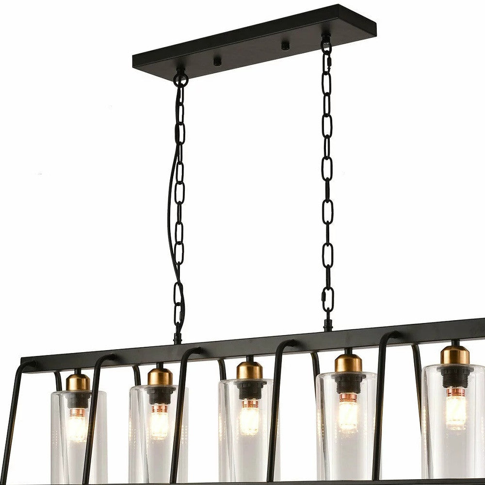 Black Modern Farmhouse Five Light Hanging Chandelier