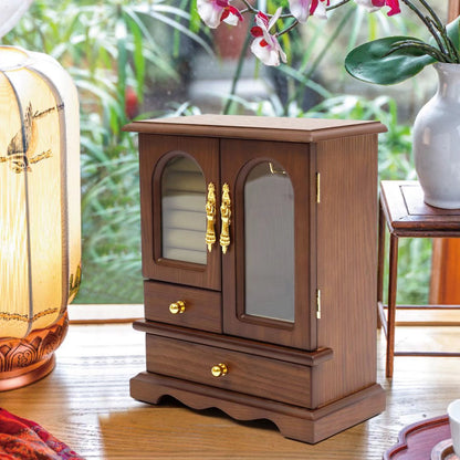 Traditional Brown Mini Jewelry Armoire Storage Cabinet