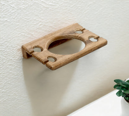 Traditional Solid Teak Wall Mount Cup and Toothbrush Holder