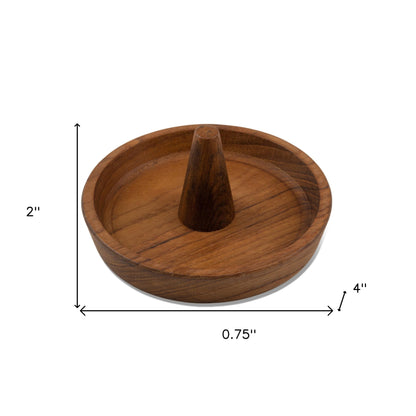 Traditional Solid Teak Ring Cone Jewelry Dish