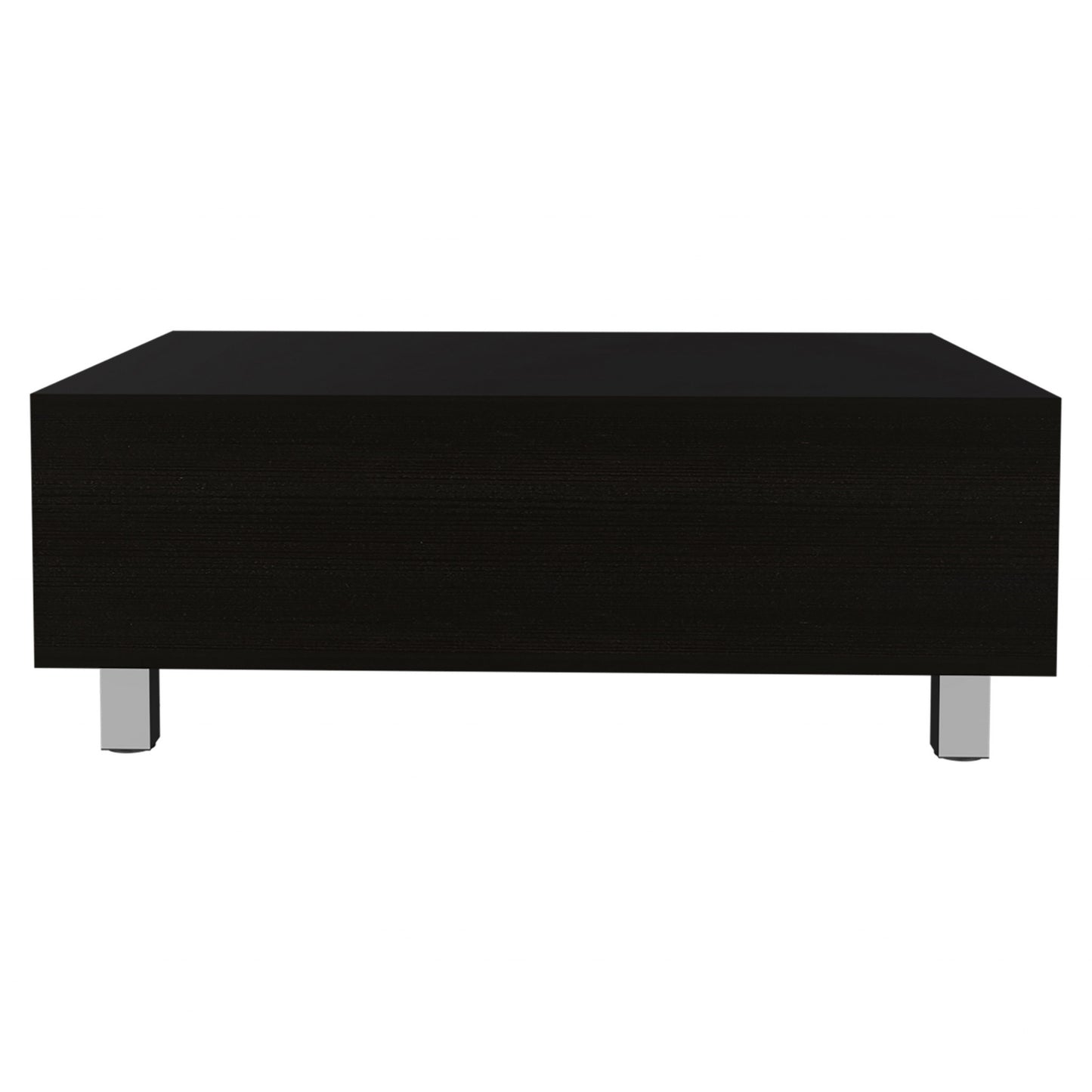 32" Black Manufactured Wood Rectangular Lift Top Coffee Table With Drawer And Shelf