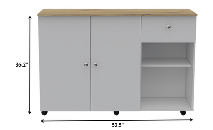 Sleek and Modern White Pine Kitchen Island Cart