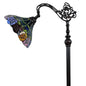 74" Brown Traditional Shaped Floor Lamp With Blue Red And Yellow Flowers Stained Glass Dome Shade