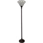 62" Brown Traditional Shaped Floor Lamp With White Stained Glass Bowl Shade