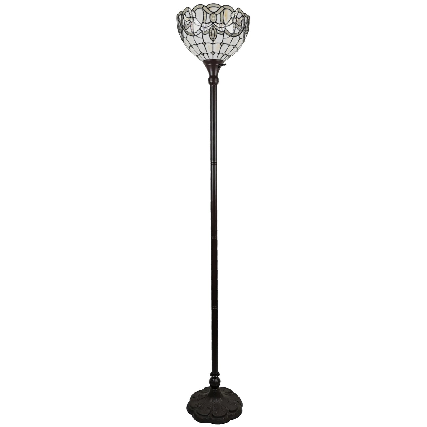 72" Brown Traditional Shaped Floor Lamp With Brown Stained Glass Bowl Shade