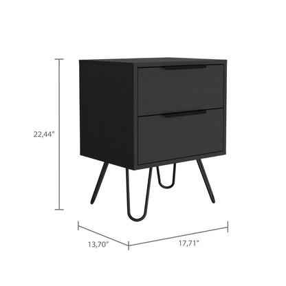 22" Black Wengue Two Drawer Nightstand