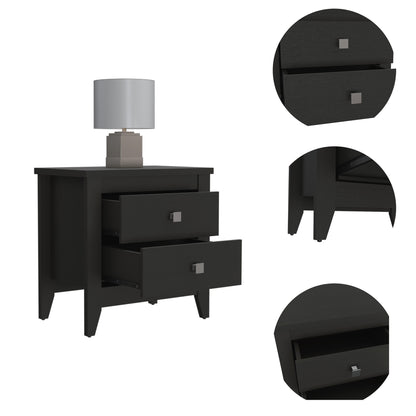 24" Black Wengue Two Drawer Nightstand