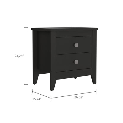 24" Black Wengue Two Drawer Nightstand