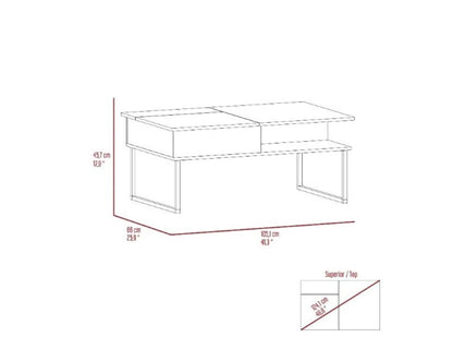 41" Onyx And Carbon Manufactured Wood Rectangular Lift Top Coffee Table