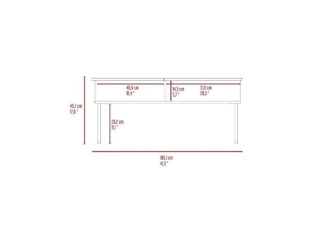 41" Onyx And Carbon Manufactured Wood Rectangular Lift Top Coffee Table