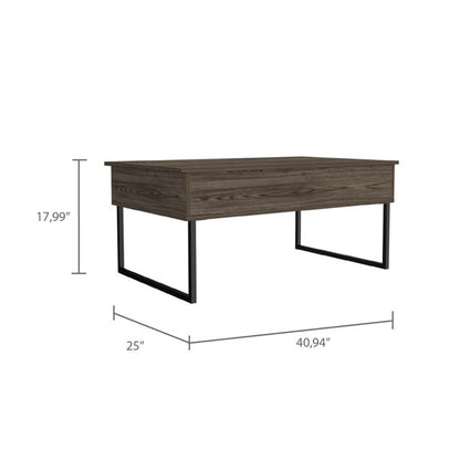 41" Dark Walnut Manufactured Wood Rectangular Lift Top Coffee Table