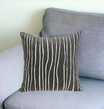 20" Gray Cotton Throw Pillow