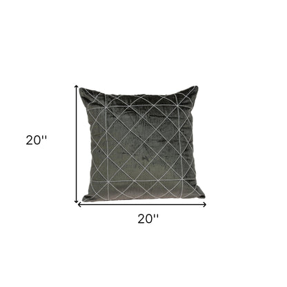 20" X 20" Gray Cotton Blend Zippered Pillow