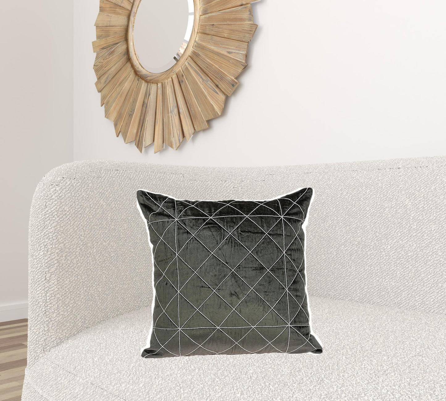 20" X 20" Gray Cotton Blend Zippered Pillow