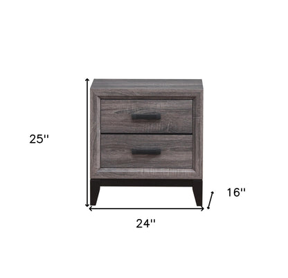 25" Gray Two Drawer Nightstand