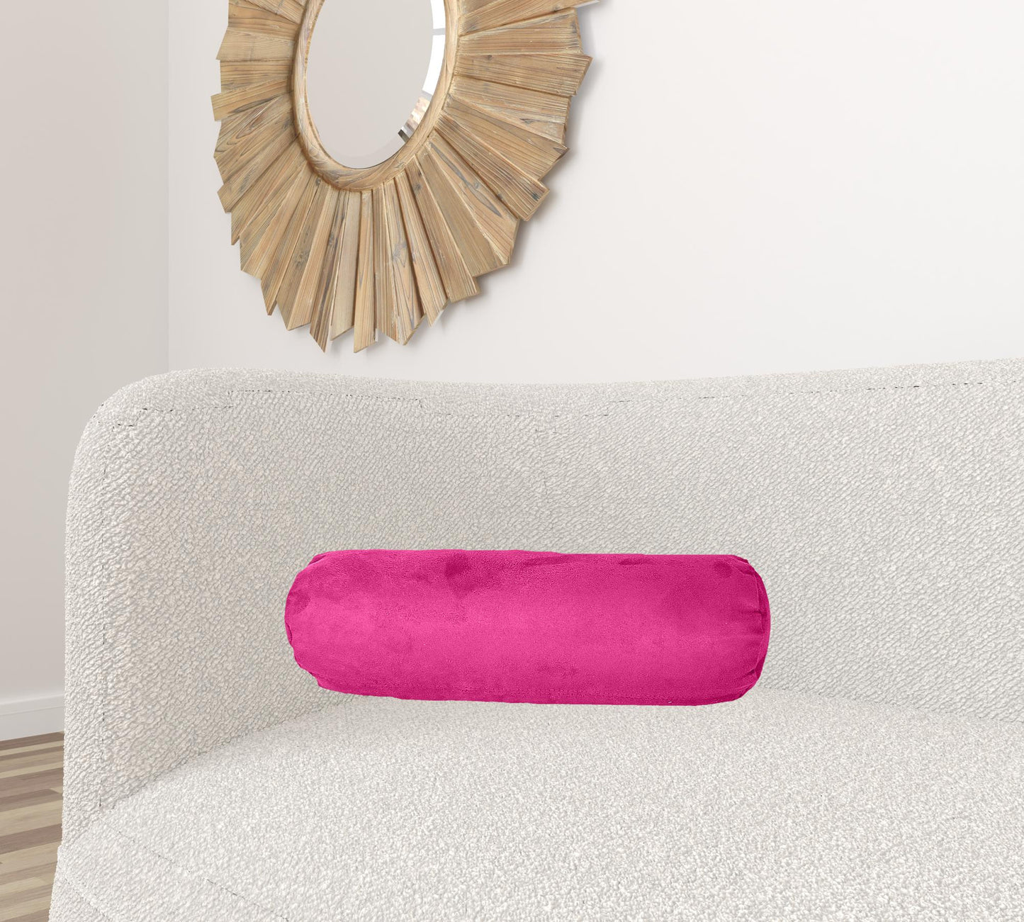 8" X 20" Fuchsia Bolster Microsuede Zippered Pillow