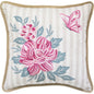 17" X 17" Pink Embroidered Floral and Butterfly with Burlap Throw Pillow