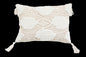 13" X 18" Beige And White Ogee Zippered Polyester And Cotton Blend Throw Pillow With Tassels