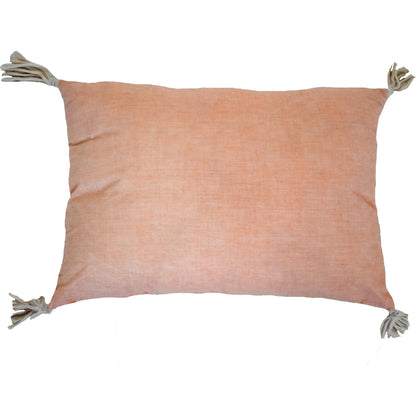 13" X 18" Peach And White Ogee Zippered Polyester And Cotton Blend Throw Pillow With Tassels