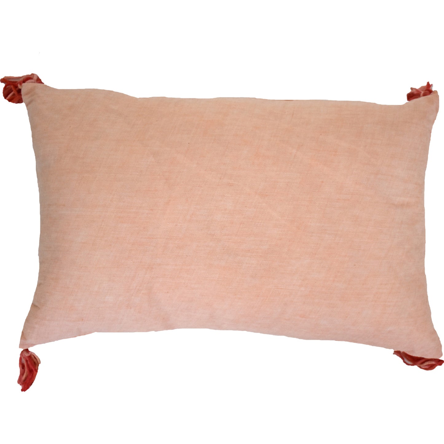 13" X 20" Coral Geometric Zippered Polyester Throw Pillow With Tassels