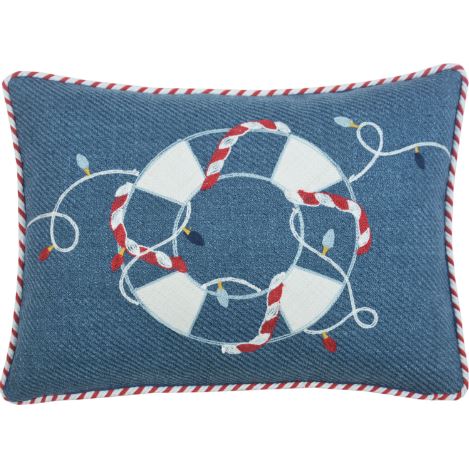 13" X 18" Blue and White Christmas Throw Pillow