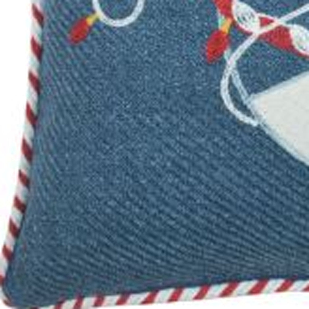 13" X 18" Blue and White Christmas Throw Pillow