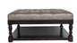 35" Gray And Dark Brown Leather And Solid Wood Coffee Table With Shelf