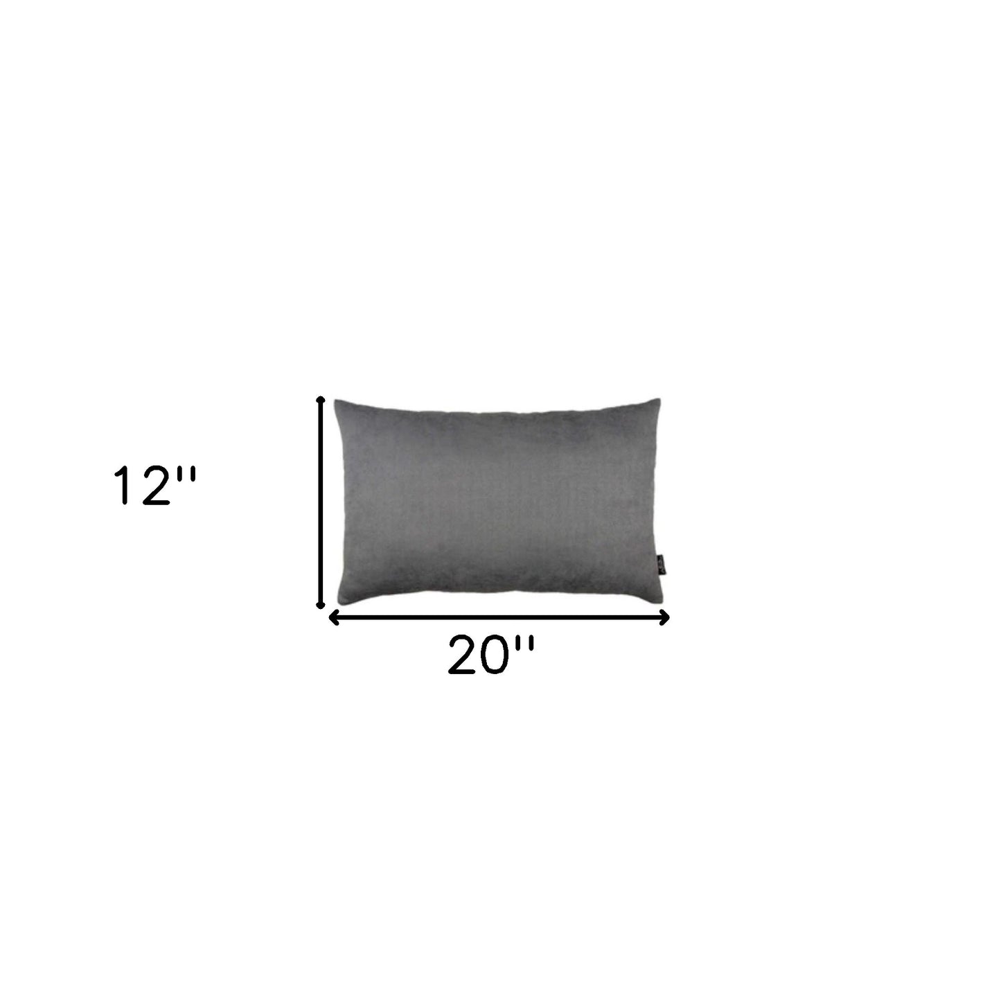 Set Of Two 12" X 20" Gray Zippered Polyester Lumbar Pillow Cover