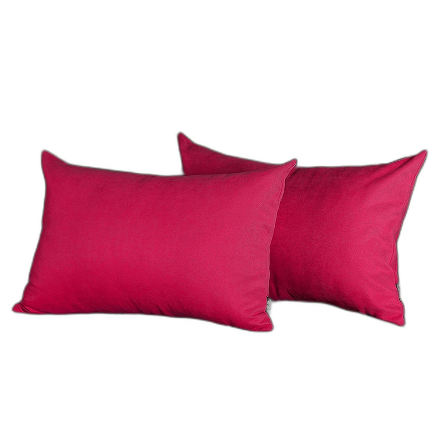 Set Of Two 12" X 20" Pink Polyester Zippered Pillow Cover