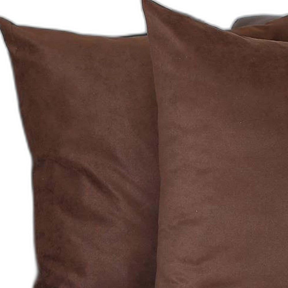 Set Of Two 22" X 22" Brown Polyester Zippered Pillow Cover