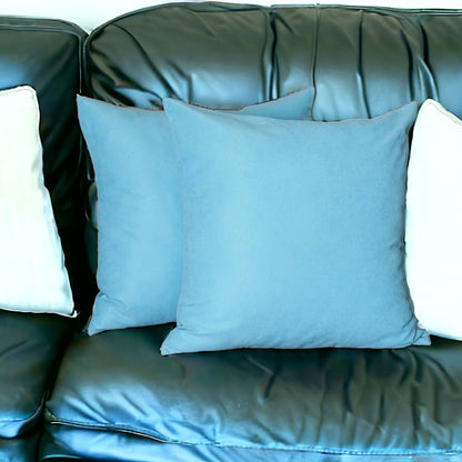 Set Of Two 22" X 22" Sky Blue Polyester Zippered Pillow Cover