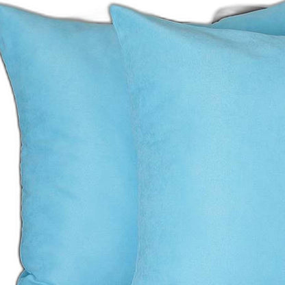 Set Of Two 22" X 22" Sky Blue Polyester Zippered Pillow Cover