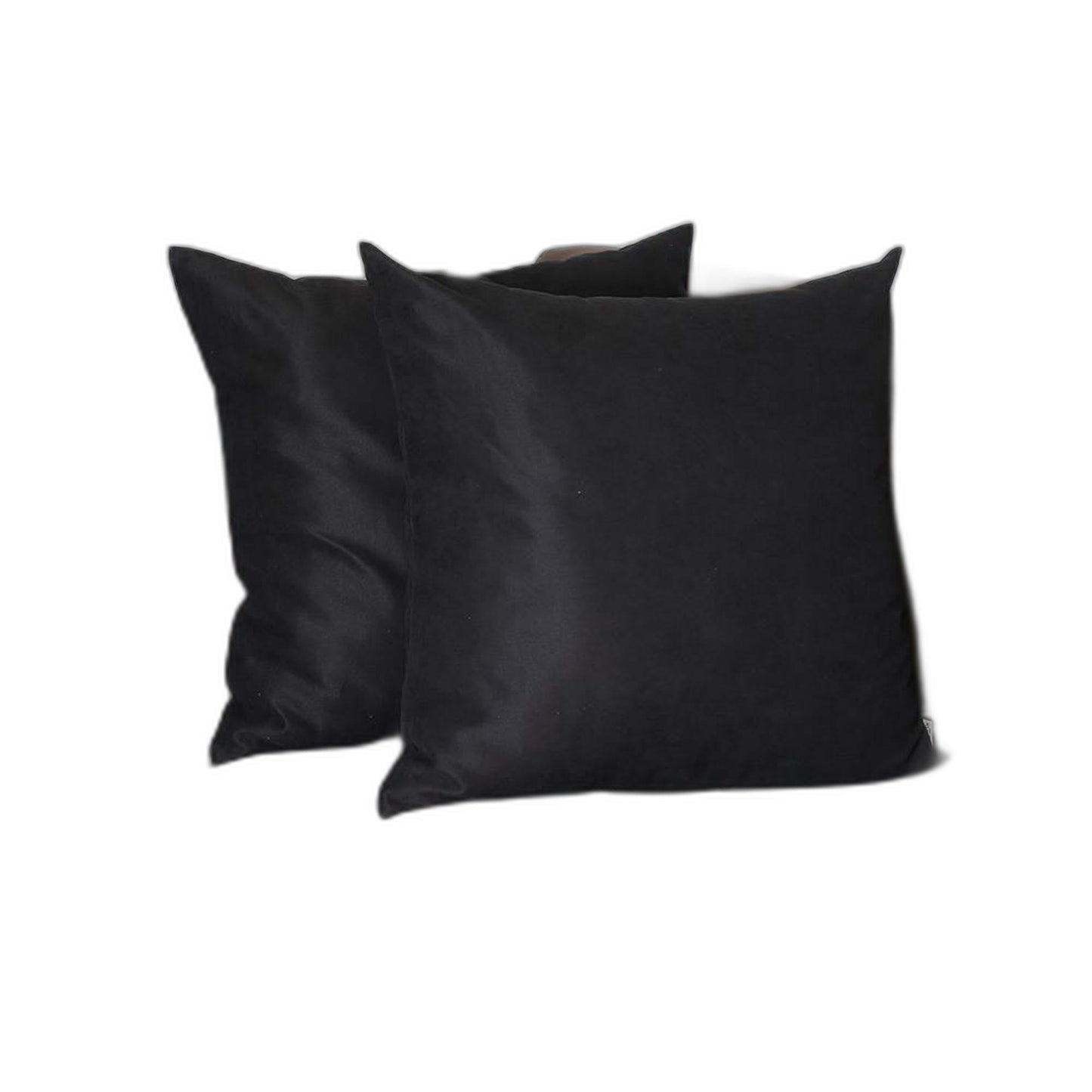 Set Of Two 22" X 22" Black Polyester Zippered Pillow Cover