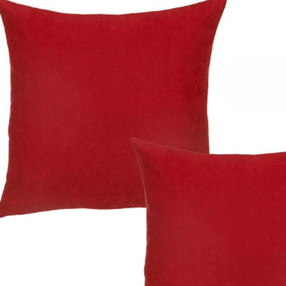 Set Of Two 22" X 22" Red Polyester Zippered Pillow Cover