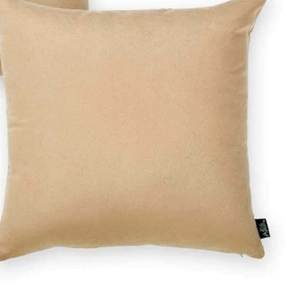 Set Of Two 22" X 22" Beige Polyester Zippered Pillow Cover