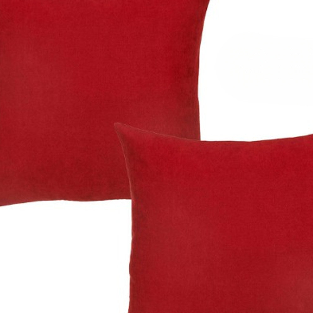 Set Of Two 26" X 26" Red Polyester Zippered Pillow Cover