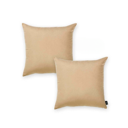 Set Of Two 26" X 26" Beige Polyester Zippered Pillow Cover