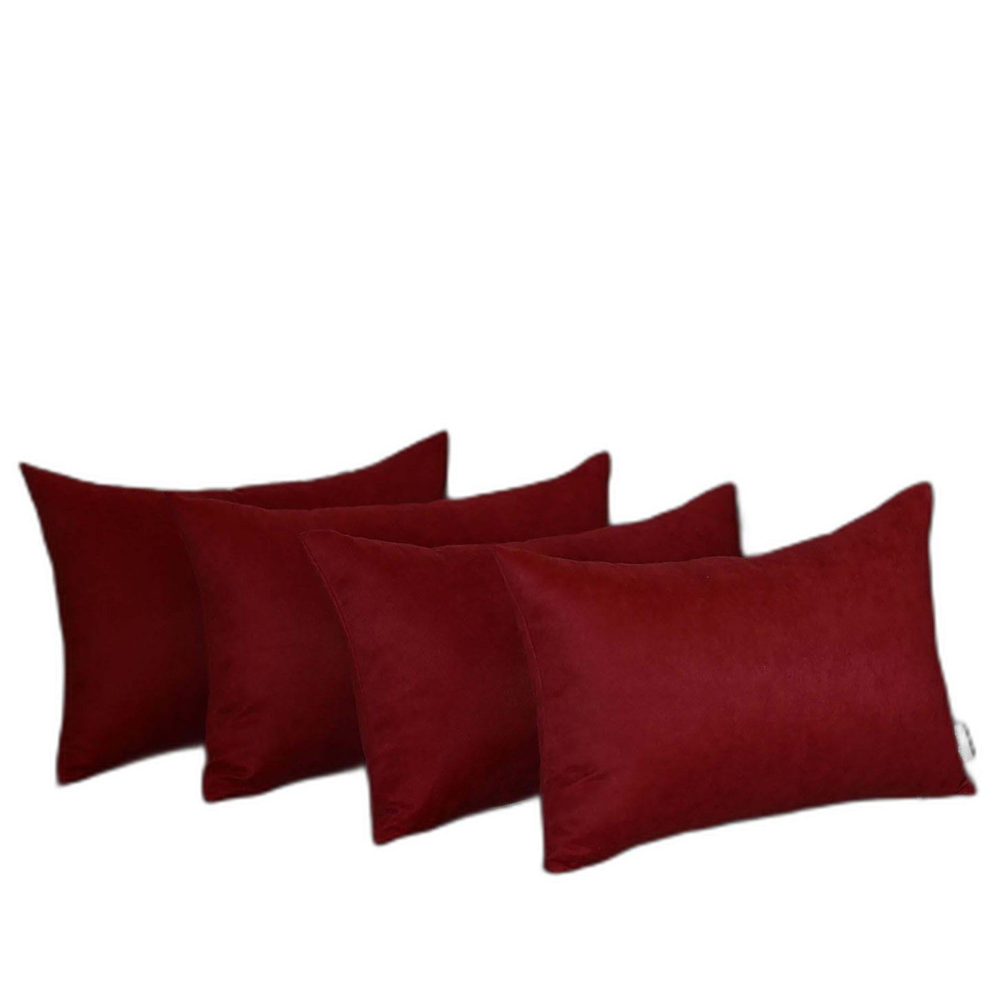 Set Of Four 12" X 20" Claret Red Polyester Zippered Pillow Cover