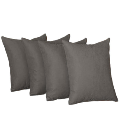 Set Of Four 17" X 17" Gray Polyester Zippered Pillow Cover