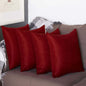 Set Of Four 18" X 18" Claret Red Polyester Zippered Pillow Cover