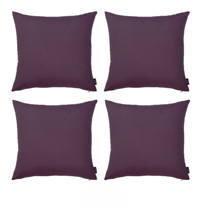 Set Of Four 18" X 18" Purple Polyester Zippered Pillow Cover